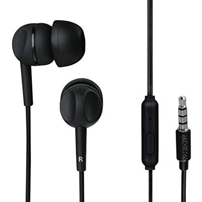 Thomson | Auriculares de Cable, con micrófono para Responder Llamadas, Minimiza el Ruido Exterior, Función remota para controlar la música, Cable de 1,2m, In-Ear, Color Negro