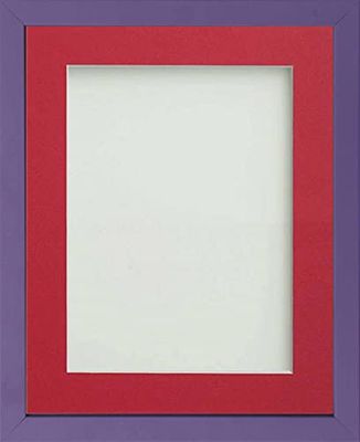 Frame Company Jellybean Range Purple Wooden 10x8 inch Picture Photo Frame with Red Mount for Image 7x5 inch * Choice of Colours & Sizes* Fitted with Perspex