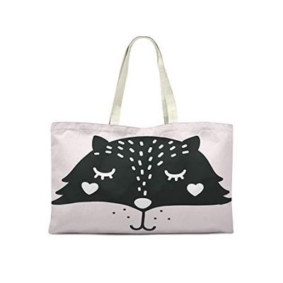 Bonamaison Bolso De Mano Impreso, 100% Algodón, Bolso de la Compra Reutilizable, Bolso De Compras, Ecológico, Plegable, Bolso de Tela de Lona con Asas, 50x40 Cm - Diseñado y Fabricado en Turquía