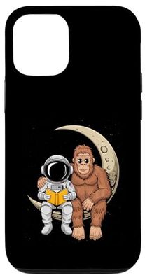 Bigfoot e astronauta che leggono la luna UFO Space Donne divertenti Custodia per iPhone 12/12 Pro