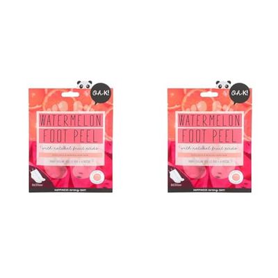 Oh K! Exfoliating Foot Socks, For Dry Hard Skin, Watermelon Scent, Vegan and Cruelty Free, 65g (Pack of 2)