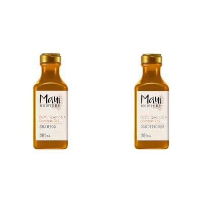 Maui Moisture Hair Care, Curl Quench+, olio di cocco, shampoo per capelli spessi e ricci, 385 ml+Maui Moisture, Balsamo Idratante per Capelli Ricci, Olio di Cocco, 385 ml