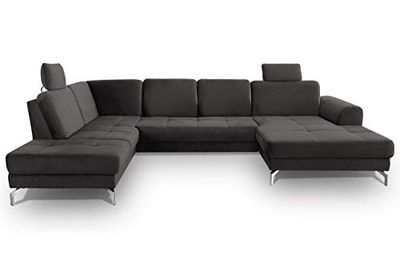 CAVADORE wohnideenshop Benda - Juego de sofá con Cama Grande (332 x 87 x 226 cm, Incluye reposabrazos y Asiento Regulable), Color Gris