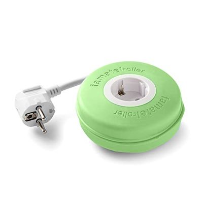 FAMATEL Roller Roller com 1 tomada, 2 metros, com material de silicone, proteção infantil, com alta flexibilidade e resistência, verde
