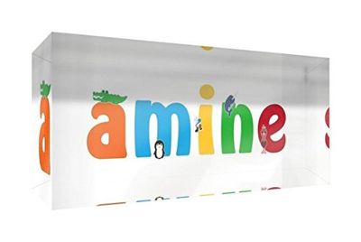 Little Helper Souvenir Décoratif en Acrylique Transparent Poli comme Diamant Style Illustratif Coloré avec le Nom de Jeune Garçon Amine 5 x 15 x 2 cm Petit