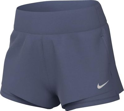 NIKE DX1029-491 W NK Swift DF MR 3IN 2N1 Short Pantaloni Sportivi Donna DIFFUSED Blue/Reflective Silv XS