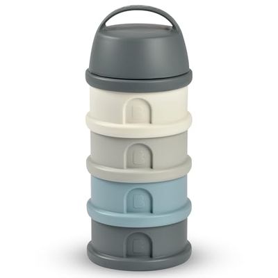 Béaba Melkdoseerder stapelbaar 100% luchtdicht 4 vakken gemaakt in Frankrijk grote capaciteit uitbreidbaar mineraalgrijs/Blauw Mineraalgrijs/Blauw