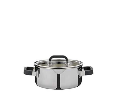 Spring 0315500616 Fusion 2+ - Cacerola baja con tapa (16 cm, 1,4 L, acero inoxidable)