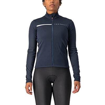 CASTELLI SINERGIA 2 Jersey FZ shirt met lange mouwen, Savile Blue/Zilver, L voor dames, Savile Blauw/Zilver, L