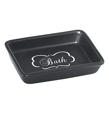 Gedy Portasapone da tavolo in ceramica, Nero, 12,8 x 8,3 x 2,5 cm