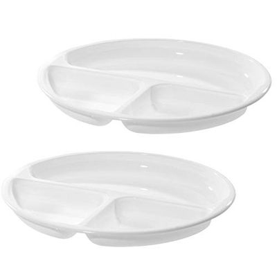 Westmark Piatti per Microonde con 3 Scomparti, 2 Pezzi, Diametro: 25 cm, Plastica, Bianco, 224022E3