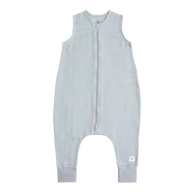 Casual barn sovoverall ärmlös 1,0 tog andas av muslin GOTS certifierad/sovjumper puder blå, storlek 110/116