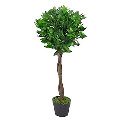 Leaf Design UK konstgjord realistisk Bay Laurel figurklippt kulträd, 90 cm (3 fot)