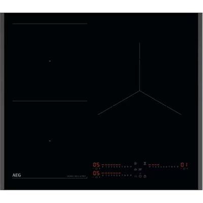 AEG TI63IQ3BFB Induction Hob, 60 cm, 3 Cooking Zones, SenseBoil & SenseFry, FlexiPuente, Hob2Hood System System, PowerBoost and Pause Function, Independent Slide Controls, Black