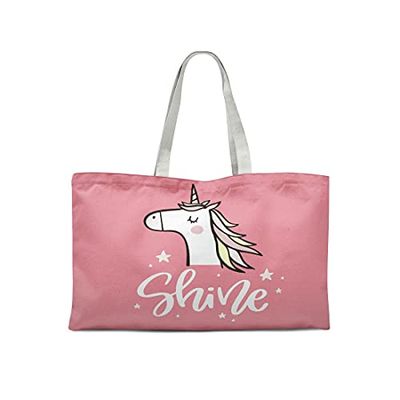 Bonamaison Printed Tote Bag, Reusable Grocery Bag, Shopping Bag, Machine Washable, Foldable, Canvas Cloth Bag with Handles, 47x42 cm