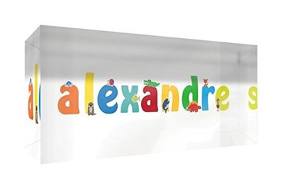 Little Helper Souvenir Décoratif en Acrylique Transparent Poli comme Diamant Style Illustratif Coloré avec le Nom de Jeune Garçon Alexandre 5 x 21 x 2 cm Grand