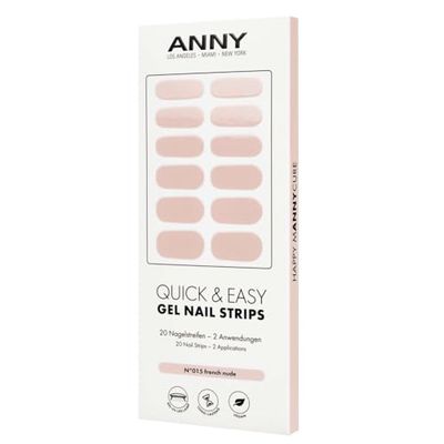 ANNY Gel nagelremsor – UV nagelfolie för fastsättning med UV-lampa, hållbar och okrossbar, enkel användning, färg: french nude – delikat aprikos – nr 15