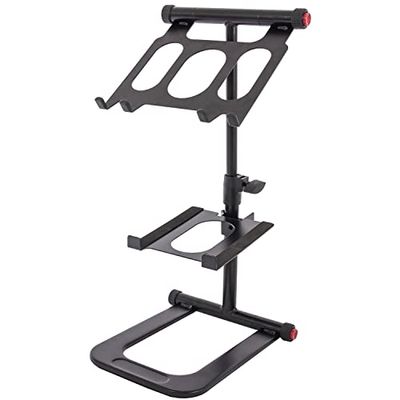 Ibiza - SLAP200 - Support Double pour PC Portable et régie de DJ réglable et 360° - Noir