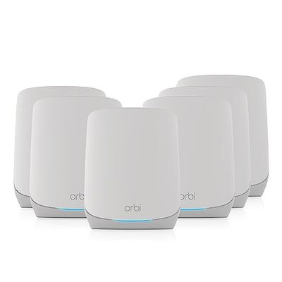 NETGEAR Système Mesh WiFi 6 Tri Band Orbi (RBK766S), Pack de 6, WiFi 6 Mesh AX5400, jusqu'à 5.4 Gbit/s, Couverture de 1050m², Murs épais, Compatible Box Toutes générations, Armor Offert Pendant 1 an