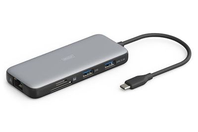 DIGITUS DA-70914 - USB-C Docking Station - 7-Ports - 1x HDMI UltraHD 4k/60Hz - 2x USB-A 3.2 Gen2-1x USB-C 100W PD 3.0-1x RJ45 - Dual Card Reader - Gray
