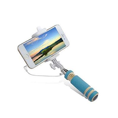 Mini Palo Selfie para Huawei P30 Pro Smartphone con Cable Jack Selfie Stick Android iOS Regulable botón de Foto (Bleu)