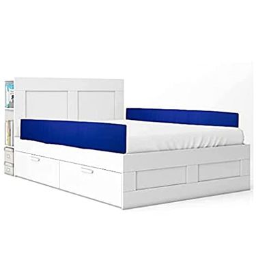 Mobiclinic, European Brand Padded Safety Gate for Beds, Adults and Children, Easy to Attach with Locking Clip, Waterproof, Flame Retardant, 190 x 34 cm, Blue