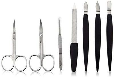 Modian Valigetta in Pelle per Manicure, 7 Pezzi, Granato 9500382, Standard, Singolo