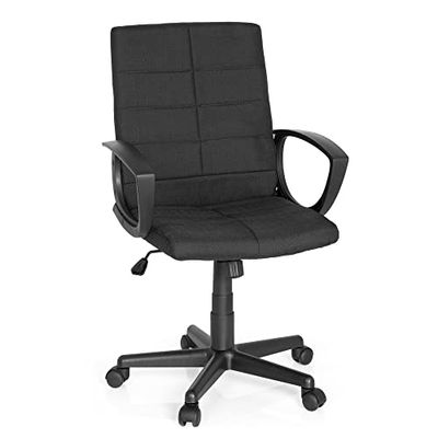 MyBuero 725302 Startec CL300 Bureaustoel, stoffen bekleding, zwart, ergonomische bureaustoel met vaste armleuningen, draaistoel voor werken en relaxen in het thuiskantoor, kantoorstoel,