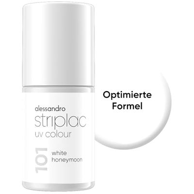 alessandro Striplac Vernis à ongles UV White Honeymoon - Opaque et résistant aux rayures jusqu'à 15 jours – Application facile – Technologie de retrait douce - Vegan - Weiß, 6,5ml