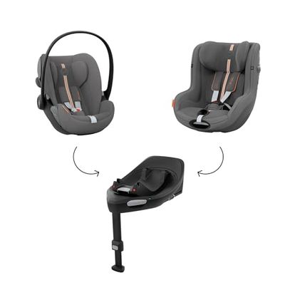 CYBEX Cloud G i-Size y CYBEX Sirona G i-Size incluido CYBEX Base ISOFIX, Base G, Lava Grey Plus