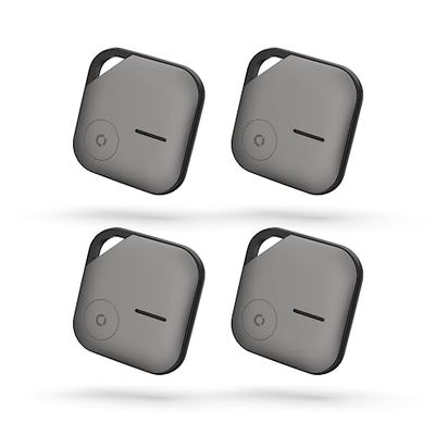 Set di 4 x Echo Smart Tag Grigio, badge visibile su una scheda, bip sonoro, batteria intercambiabile con 1 anno di autonomia, installazione facile senza applicazione sul vostro iPhone, funziona con Apple Find My