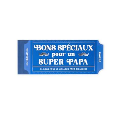 LEGAMI - Blocco di 24 buoni per papà in lingua francese, con attività da fare in famiglia, coupon con perforazione per strapparli, idea regalo, tema papà, 20,3 x 8,4 cm