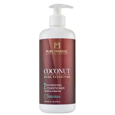 Pure Mineral - Coconut Oil Conditioner - Hydrating & Revitalizing for Dry Hair - Vitamins & Minerals - Sulfate-Free, Paraben-Free, Petrolatum-Free - 500ml