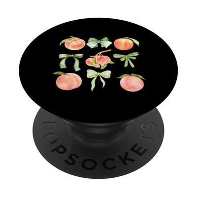 Coqueta de melocotones y lazos con lazo melocotón, dulce chica de verano PopSockets PopGrip Adhesivo