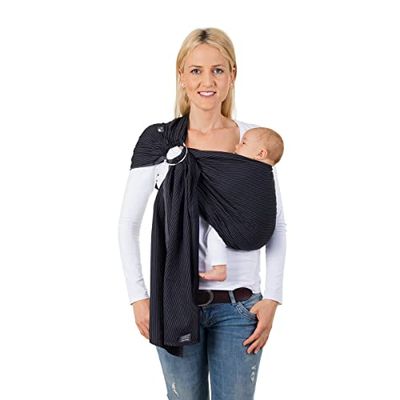 Hoppediz Ring-Sling, Porte-bébé pour les Nouveau-nés et Bébés, Écharpe de portage avec deux anneaux en aluminium, 0-36 mois, 3-20 kg, Mailand