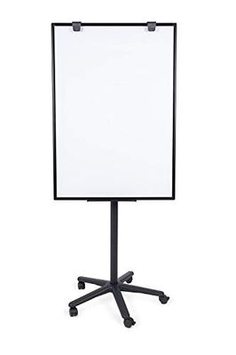 Boardsplus Lavagna Portoblocco Mobile Nera Con Lavagna Magnetica E Cornice in Aluminio Anodizzato Nera, Base Portatile Con 5 Rotelle Bloccabile, Dimensione Lavagna Euro - 700 x 1000 mm