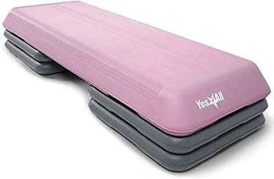 Yes4All CAWR Verstelbaar Aerobic Step Platform met 4 Risers - Health Club Size (Roze/Grijs)