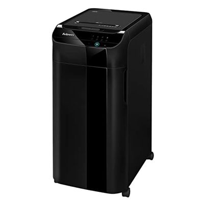 Fellowes Automax™ 350C - Destructora trituradora de Papel automática, Corte en partículas de 4x38 mm (DIN P-4), destruye hasta 350 Hojas, hasta 5 usuarios en la Oficina, Papelera de 68L, destruye CD