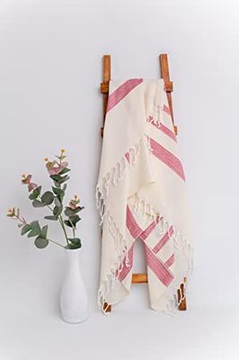 Questo Casa 100% bomull peshtemal, pestmal, turkisk hamam handdukar, pareo, vita, superabsorberande och snabbtorkande handdukar för ångbad, sport, strand, 90 x 180 cm