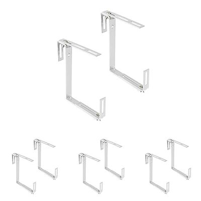 XCLOU Support pour jardinière Couleur Blanche - Support de bac à Fleurs Robuste et réglable en Largeur- Accroche jardinière en métal pour Le Balcon (Lot de 4)
