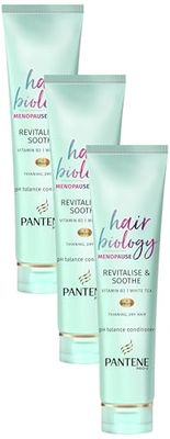 Pantene Revitalise & Soothe Menopause Conditioner For Thinning Hair, 160ml, Hair Thickener, Dry Scalp Treatment With Pro-V, Vitamin B3 And White Tea, Hair Biology (Pack of 3)