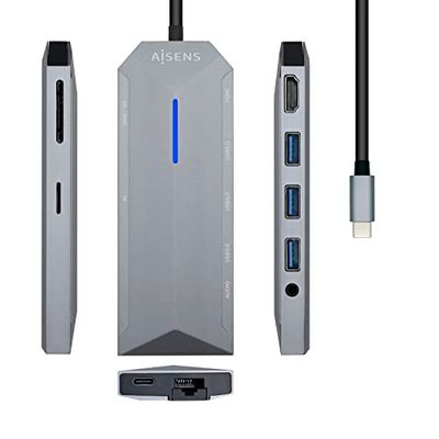 AISENS - ASUC-9P001-GR - USB-C DOCKING 9 IN 1, GREY
