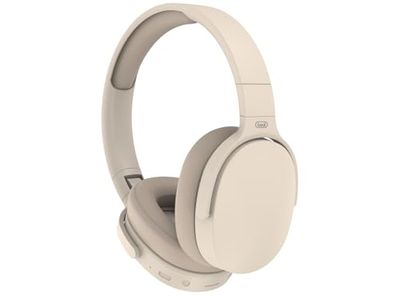 Trevi DJ 12E45 BT Casque sans Fil avec Microphone et Lecteur MP3 intégré, entrée AUX-in, avec Bandeau Pliable, Compatible avec Smartphone et PC, autonomie 5-7 Heures, Recharge en 1-2 Heures, crème