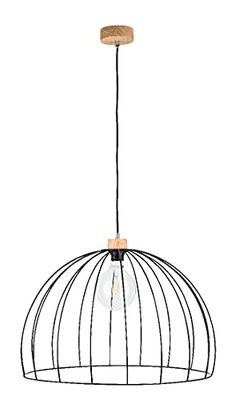 Homemania HOMBR_0035 Lampada a Sospensione Carl, Legno/Nero, 57 x 57 x 140 cm