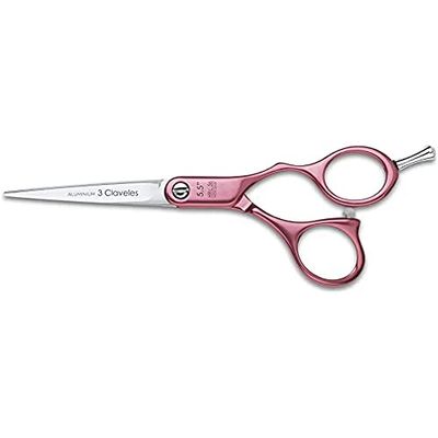 3 Claveles Duraluminio - Ciseaux à cranter pour coiffeurs, 5.5", couleur rose