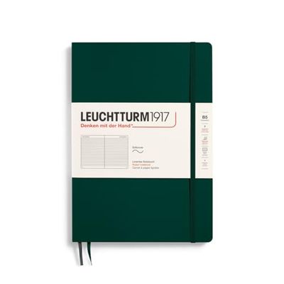 LEUCHTTURM1917 370310 Notebook Composition (B5), Soft Cover, 123 Numbered Pages, Forest Green, Lined