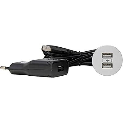 Kopp 939721010 ASA USB-inbouwlaadstation, aluminium, rond