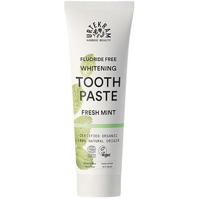 Urtekram Pasta de dientes de menta fresca vegana - Pasta de dientes blanqueadora sin flúor - Ingredientes orgánicos y naturales - Urtekram Dental, 75 ml (paquete de 1)