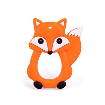 Giligums 58480 Teether Fox, bijtring voor baby's, 100% voedselsiliconen, tandhulp BPA-vrij, veilig voor kinderen, zuigelingen en peuters, zacht – verlicht pijn bij tanden, babybijtring vanaf 3 maanden