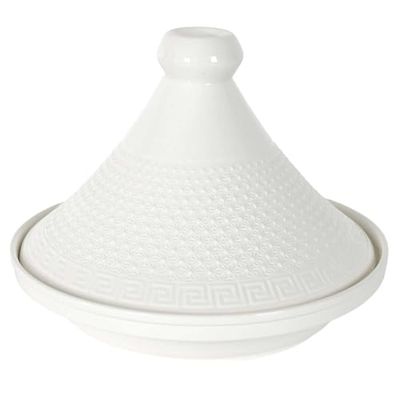 HOME DECO FACTORY, KA0280 - Tajín de presentación de cerámica de 25,5 cm, Elegante utensilio de Cocina y Accesorio de Servicio, Ideal para Carnes y Verduras, Color Blanco